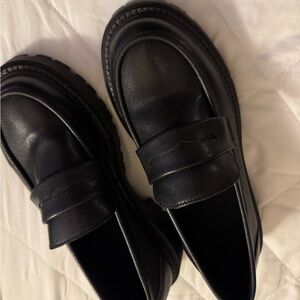 SHEIN Black Loafers Slip-Ons with Matte Finish